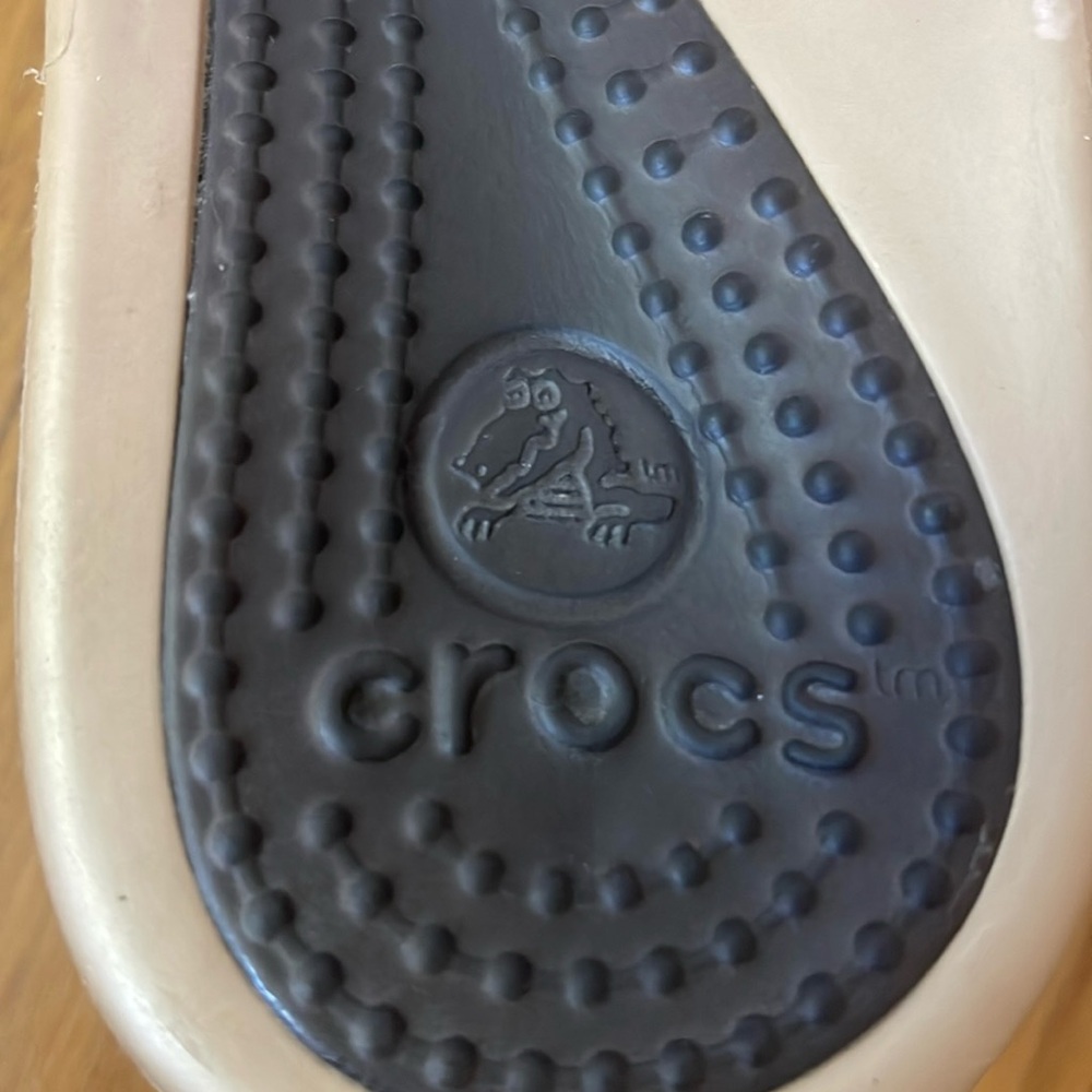 Crocs Wedge Slip On Sandals Olive Green, Tan & Brown Size 9 - Picture 4 of 7